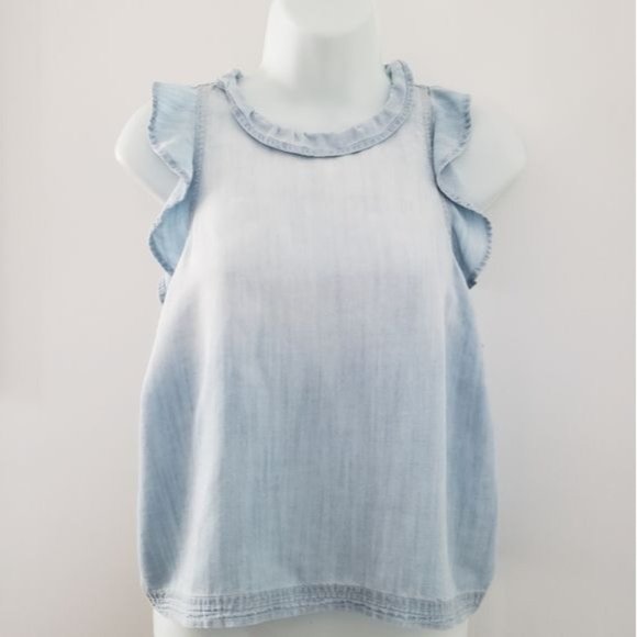 Chelsea & Violet Women Ombre Chambray Top Round neckline - Picture 3 of 10